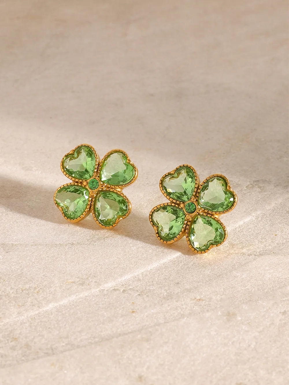 Stainless Steel Zircon Lucky Clover Earrings by eprolo