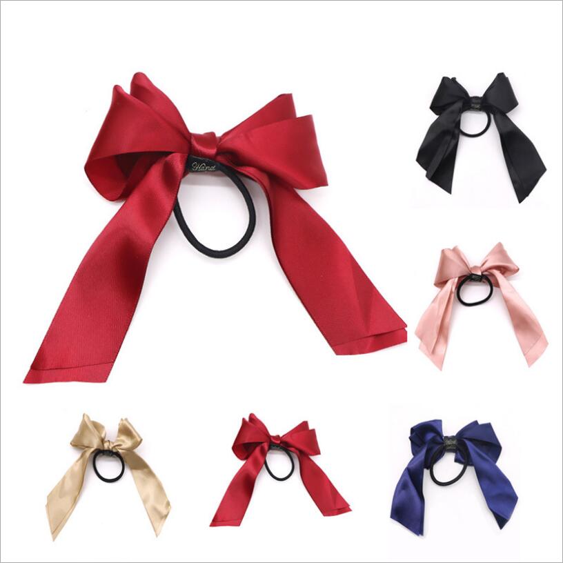 1pcs Women Rubber Bands Tiara Satin Ribbon Bow Hair Band Rope Scrunchie Ponytail Holder Gum for Hair Accessories Elastic by eprolo