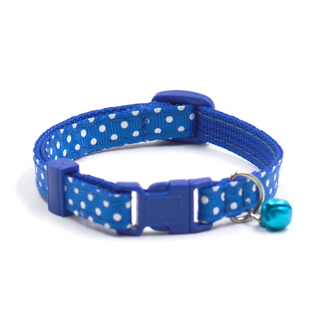 1Pc Adjustable Dot Printed Little Dog Collars Cat Puppy Pets Supplies With Bell 6 Colors by eprolo