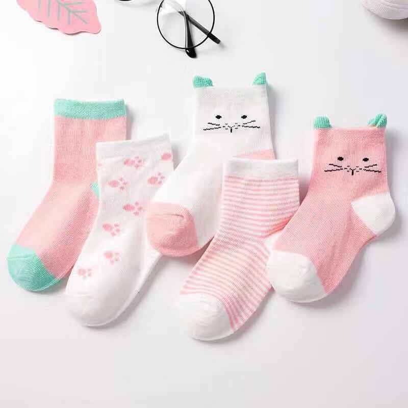 5 Pairs/lot Spring Autumn Cartoon Cat Animal Soft Cotton Knit Baby Socks Kids Boy Newborn Baby Girl Boys Socks For 0-6Yrs by eprolo