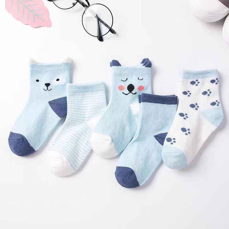 5 Pairs/lot Spring Autumn Cartoon Cat Animal Soft Cotton Knit Baby Socks Kids Boy Newborn Baby Girl Boys Socks For 0-6Yrs by eprolo