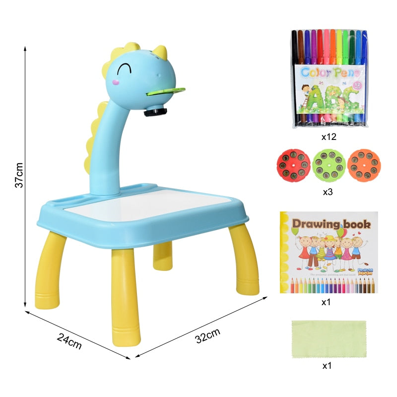 Children Led Projector Art Drawing Table Toys Kids Painting Board Desk Arts Crafts Educational Learning Paint Tools Toy for Girl by eprolo
