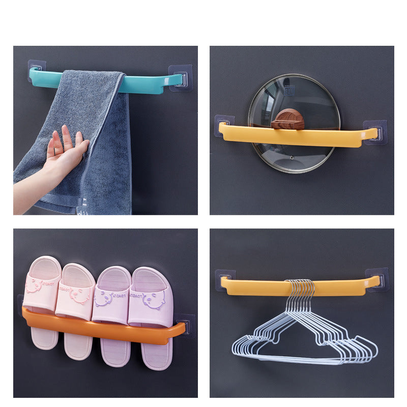 Towel Bar Punch-Free Bathroom Lengthened Bathroom Cool Double-Bar Wall-Mounted Towel Rack Toilet Single-Bar Slipper Bar by eprolo