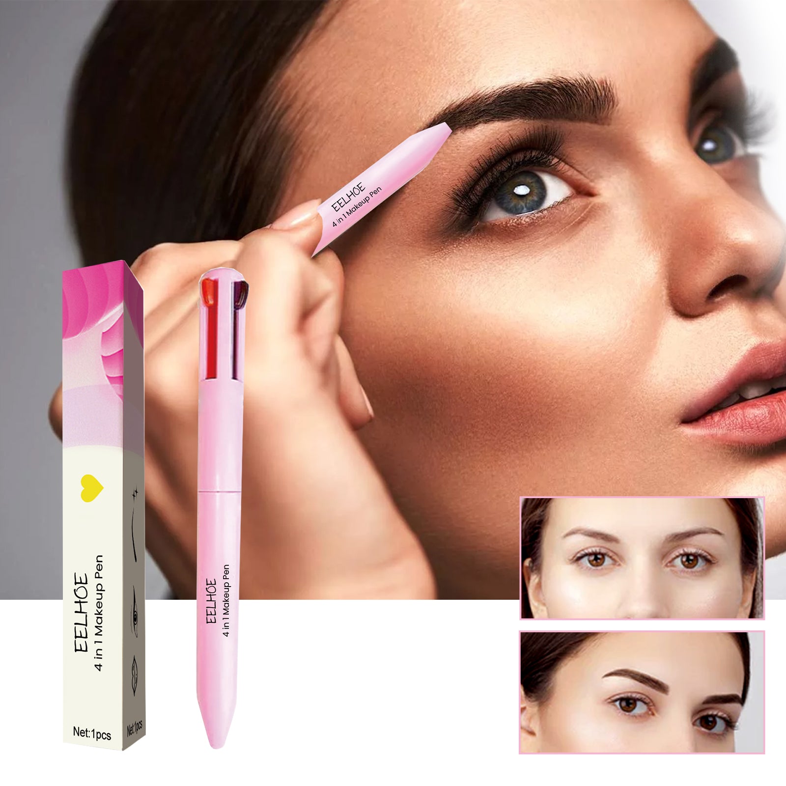 4 In 1 Makeup Pen, Eyeliner, Eyebrow Pencil, Lip Liner, Highlighter 4 In 1 Makeup Pen, Multifunctional And Portable by eprolo