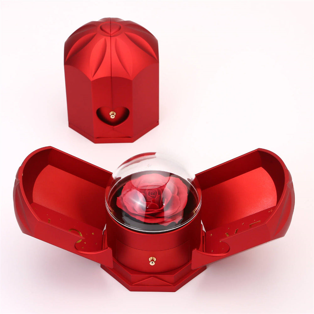 Double open rose gift box drawer style rose jewelry box angel wings Chinese Valentine's Day necklace gift box by eprolo