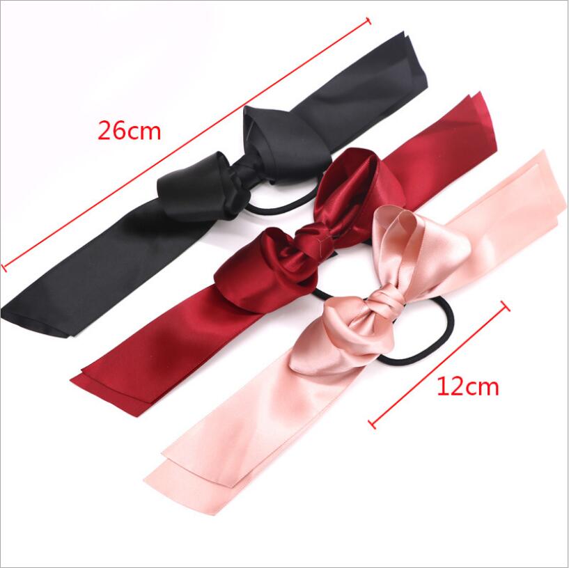 1pcs Women Rubber Bands Tiara Satin Ribbon Bow Hair Band Rope Scrunchie Ponytail Holder Gum for Hair Accessories Elastic by eprolo