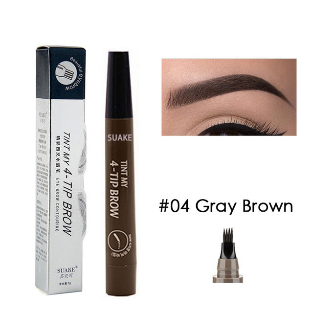Eyebrow Tint 4 Tip Liquid Brow 5 Colors Pen Makeup Paint Eyebrow Liner Pen Cosmetics Waterproof Tool Microblade by eprolo