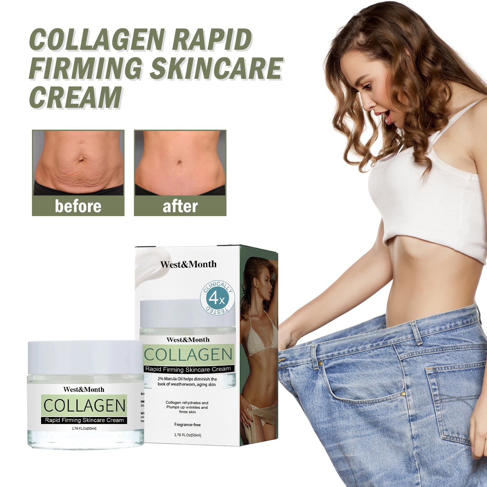 Collagen Rapid Firming Skincare Cream, Tighten Belly Body Sculpting Massage And Slimming Cream by eprolo