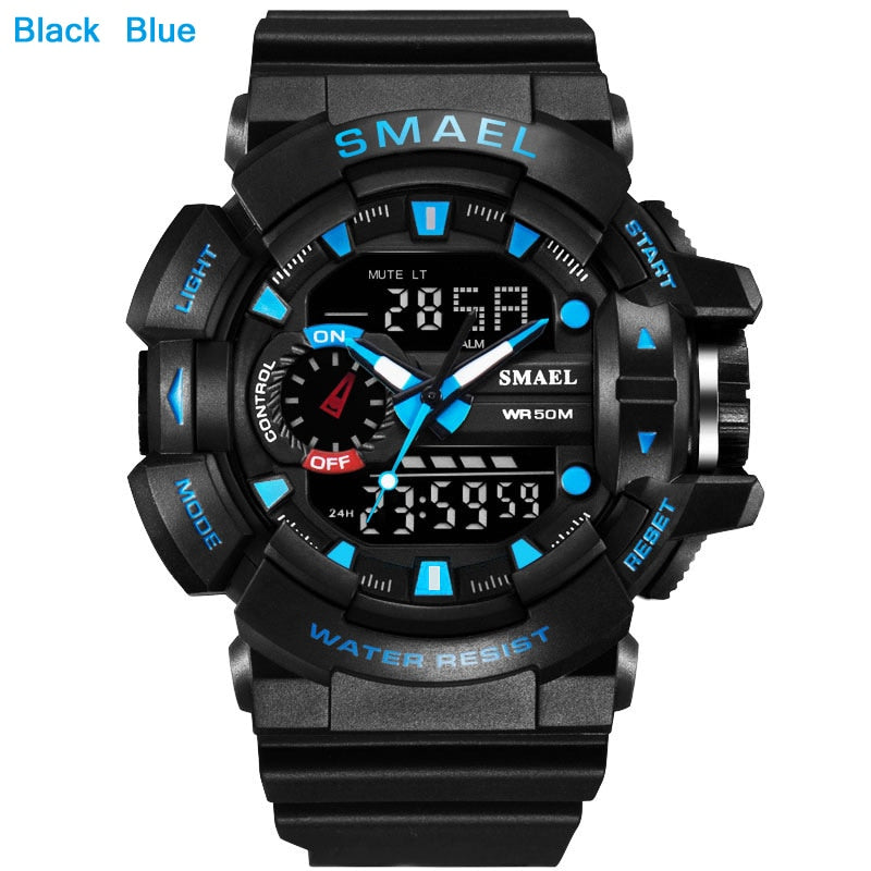 SMAEL 1436 Men Sports Watch Military Watches LED Quartz Dual Display Waterproof Outdoor Sport Men's Wristwatches Relogio Masculino by eprolo