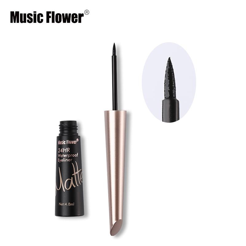 Music Flower Brand Waterproof Liqiud Eyeliner Pencil 24H Long-lasting Matte Eye Liner Delineador Black Eyelid Quick-Dry Makeup by eprolo