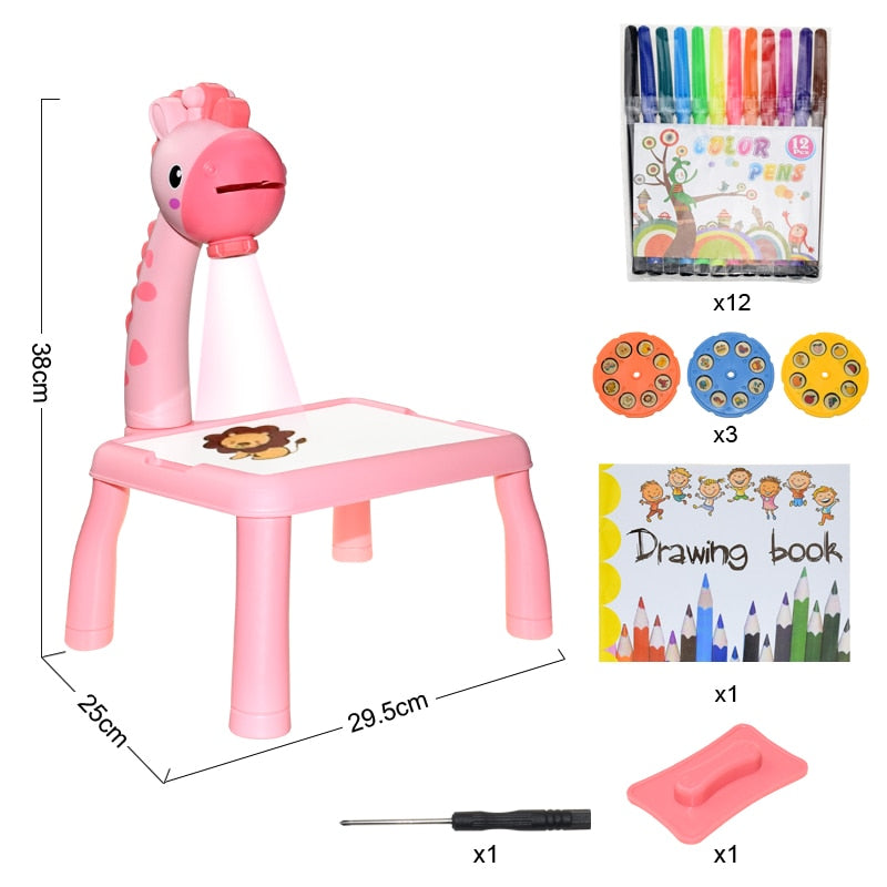 Children Led Projector Art Drawing Table Toys Kids Painting Board Desk Arts Crafts Educational Learning Paint Tools Toy for Girl by eprolo
