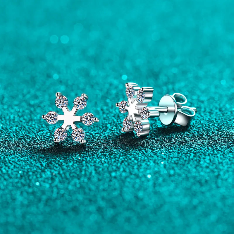 Moissanite 925 Sterling Silver Snowflake Shape Earrings by My Store