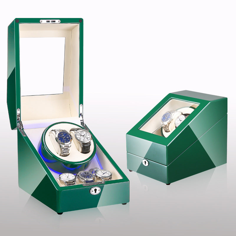 Watch winding box, watch shaker, storage box, LED light, lid open and stop, watch shaker by My Store