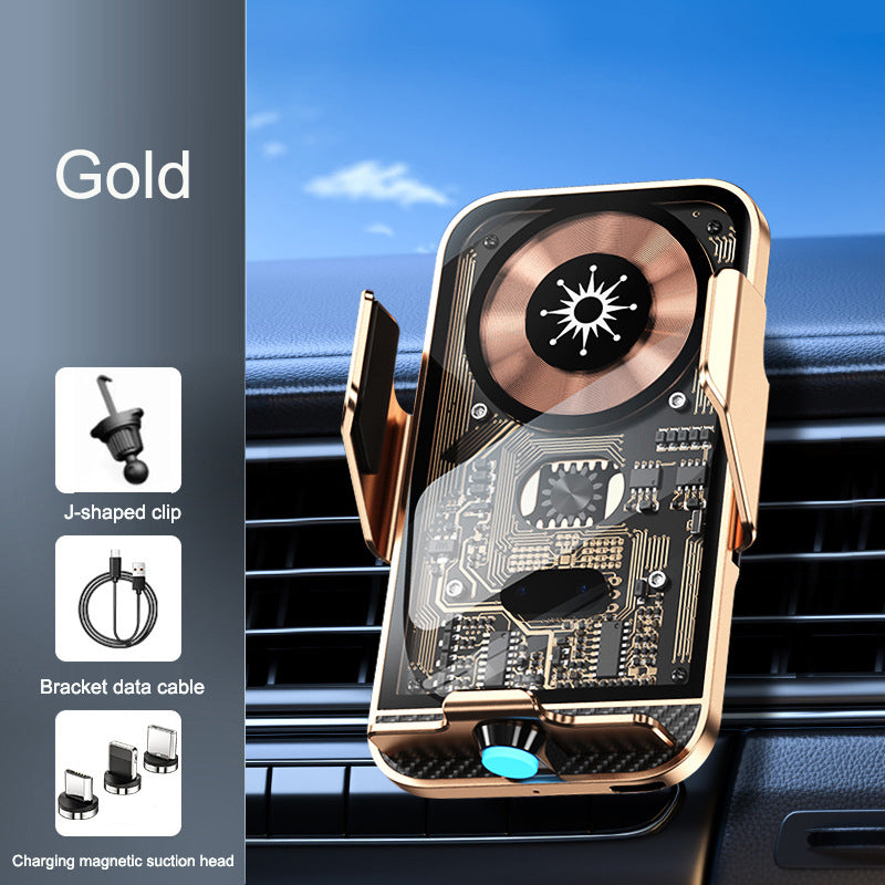 C11 car holder wireless phone charger infrared induction opening and closing navigation punk style transparent phone holder by eprolo