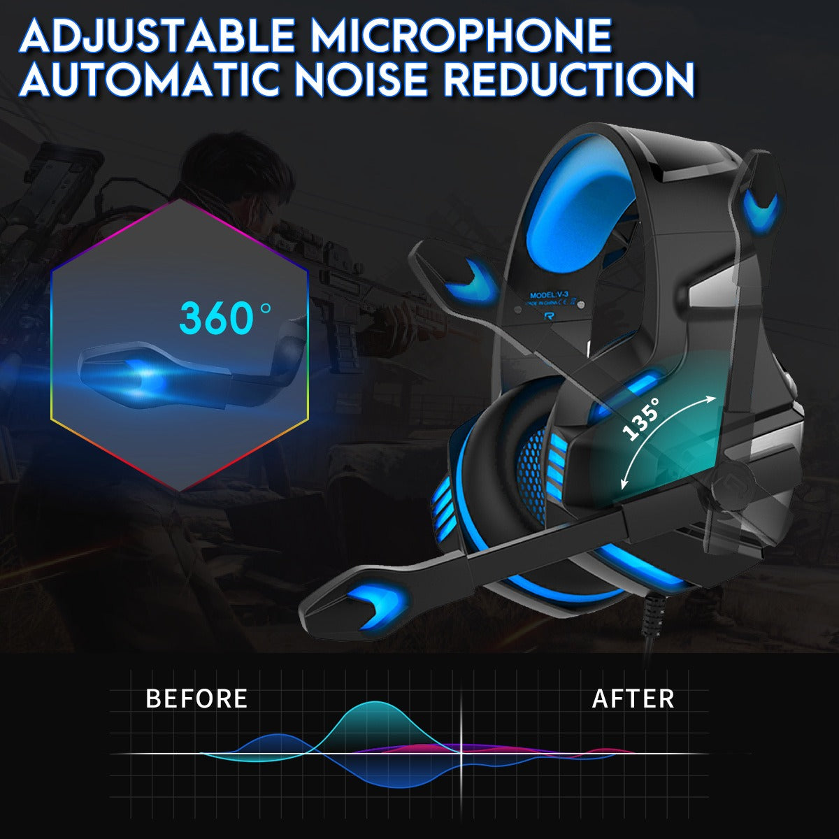 Head mounted gaming headphones RGB headphones wired headphones mobile phones computers subwoofers by eprolo