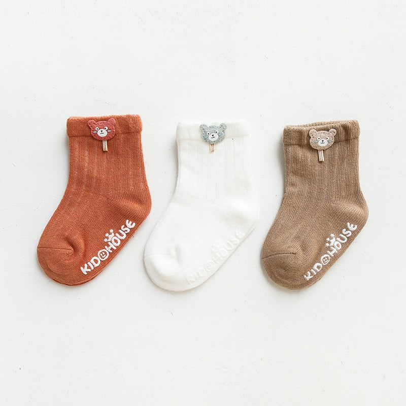 3 Pairs/Lot Infant Sock Cute Cartoon Newborn Baby Socks Dispensing Glue Non-slip Boys Girls Baby Socks Floor Socks Kids Sock by eprolo