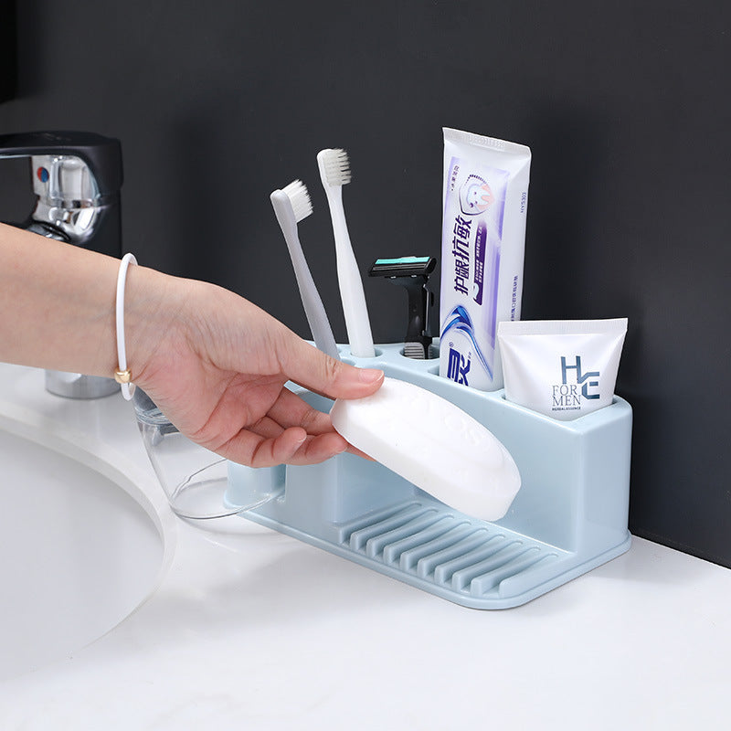 Toilet Toothbrush Rack Free Punch Brushing Cup Mouthwash Cup Holder Toothbrush Toothpaste Rack Toothware Storage Rack by eprolo