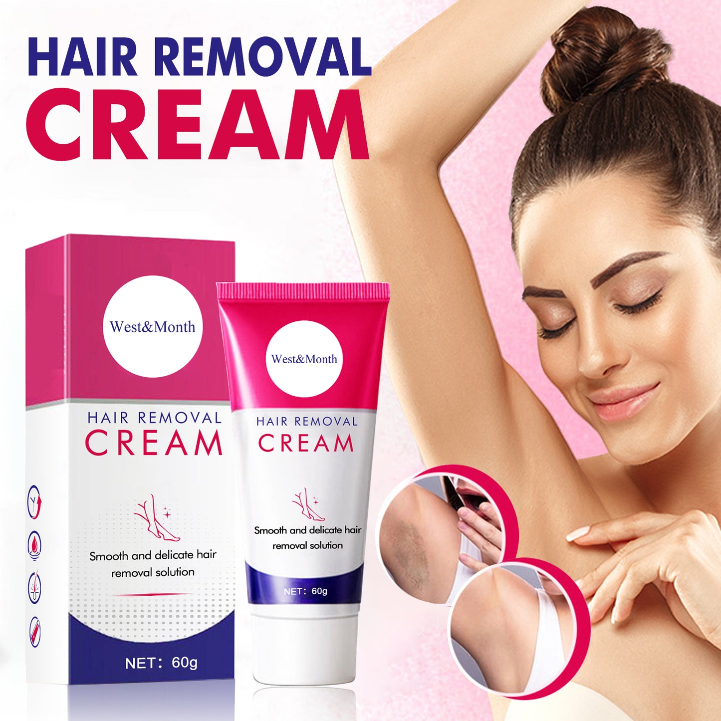 Hair Removal Cream, Gentle Cleansing Tender Hair Removal Cream by eprolo