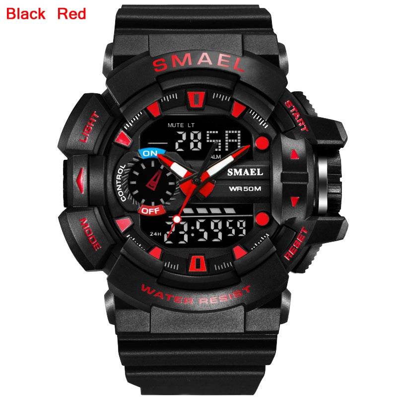 SMAEL 1436 Men Sports Watch Military Watches LED Quartz Dual Display Waterproof Outdoor Sport Men's Wristwatches Relogio Masculino by eprolo