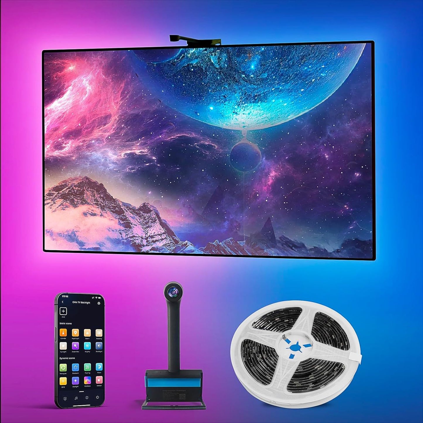 LED Light Strip Bluetooth Sync TV Background Ambient Light with Camera Color Matching by eprolo
