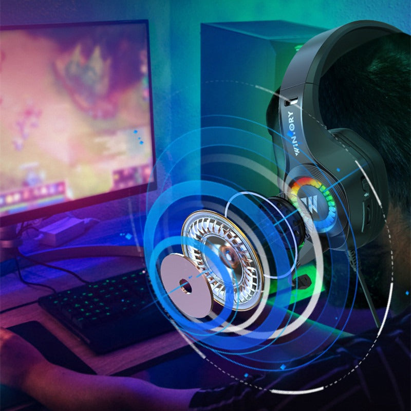 Head mounted gaming headphones wired e-sports luminous earphones mobile phones computers cool anchor headphones by eprolo