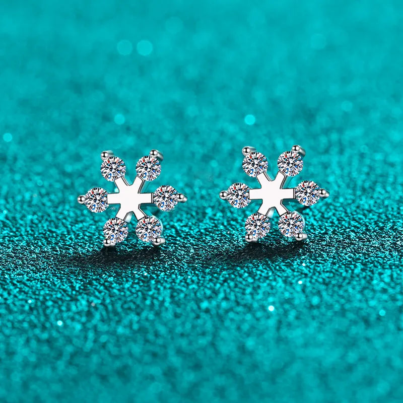 Moissanite 925 Sterling Silver Snowflake Shape Earrings by My Store