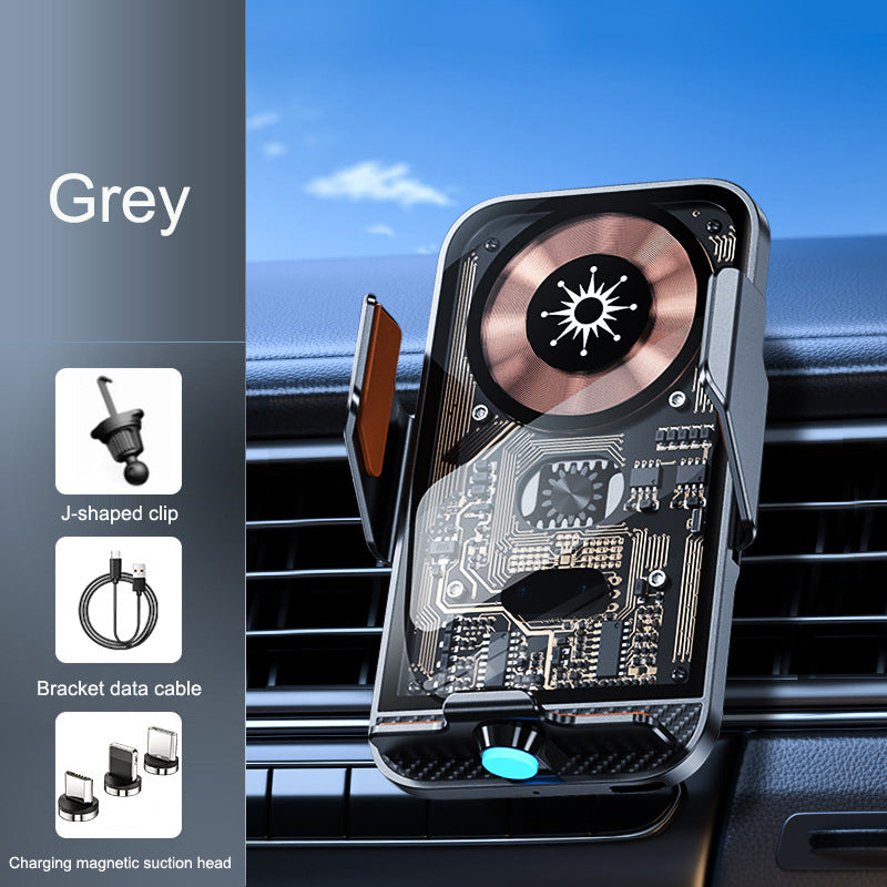 C11 car holder wireless phone charger infrared induction opening and closing navigation punk style transparent phone holder by eprolo