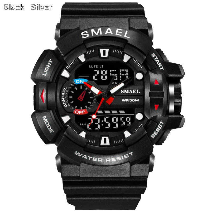 SMAEL 1436 Men Sports Watch Military Watches LED Quartz Dual Display Waterproof Outdoor Sport Men's Wristwatches Relogio Masculino by eprolo