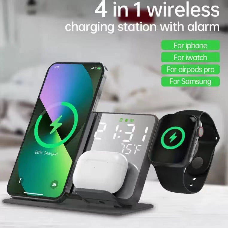 15W Four in One Wireless Charging Clock LED Digital Display Alarm Clock Temperature Display Wireless Charging by eprolo