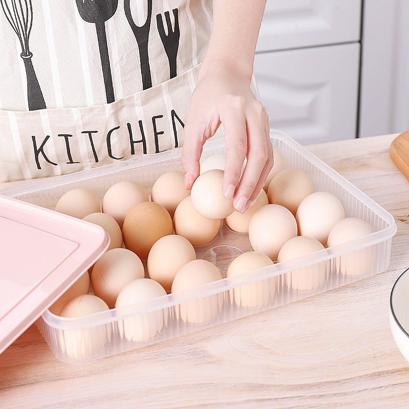 Refrigerator Egg Storage Preservation Box 24 Grid Egg Grid Egg Tray Kitchen With Cover Dustproof Food Storage Box by eprolo
