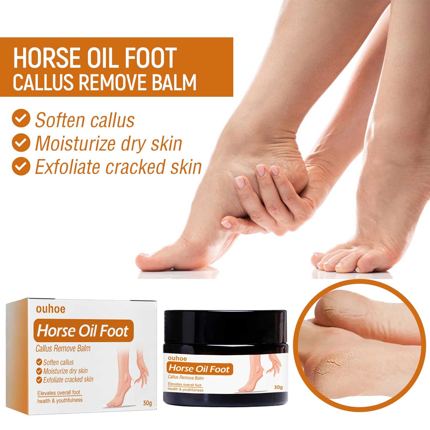 Horse Oil Foot Care Cream, Repair Heel Peeling Anti-Cracking Moisturizing Foot Care Cream by eprolo