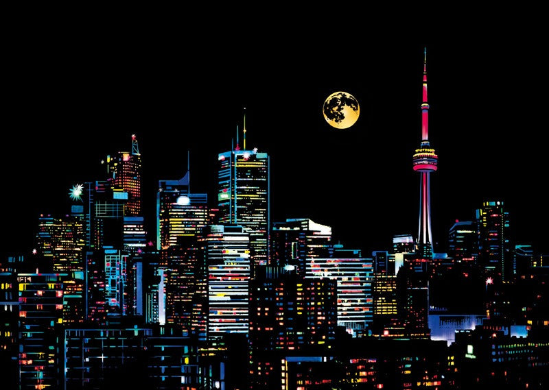 Colorful Night Scene Scratch Painting World City Night Scene Scratch Painting Creative Handmade Painting by eprolo