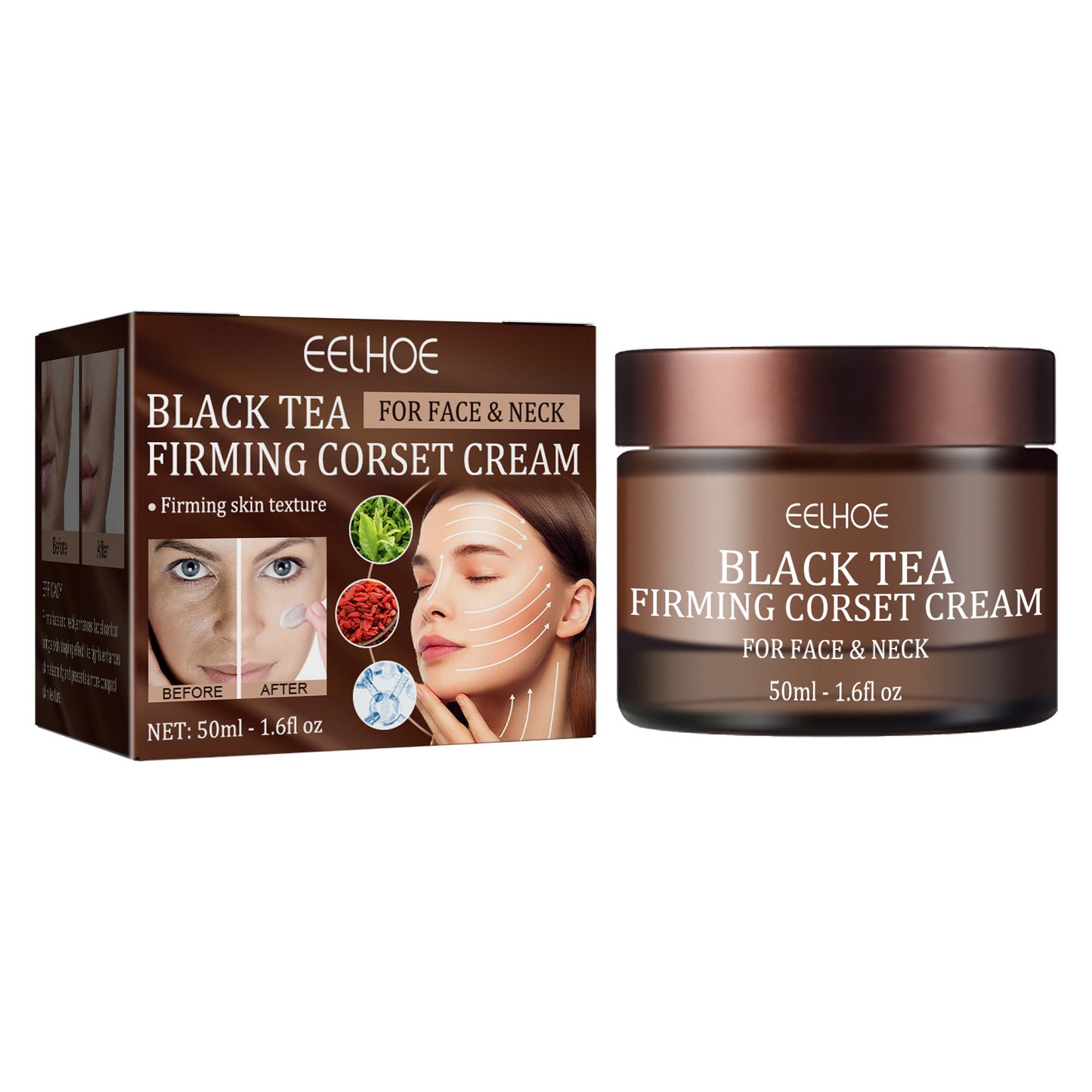 Black Tea Firming Moulding Face Cream, Moisturizing Softening Skin Firming Shrinking Pore Face Cream by eprolo