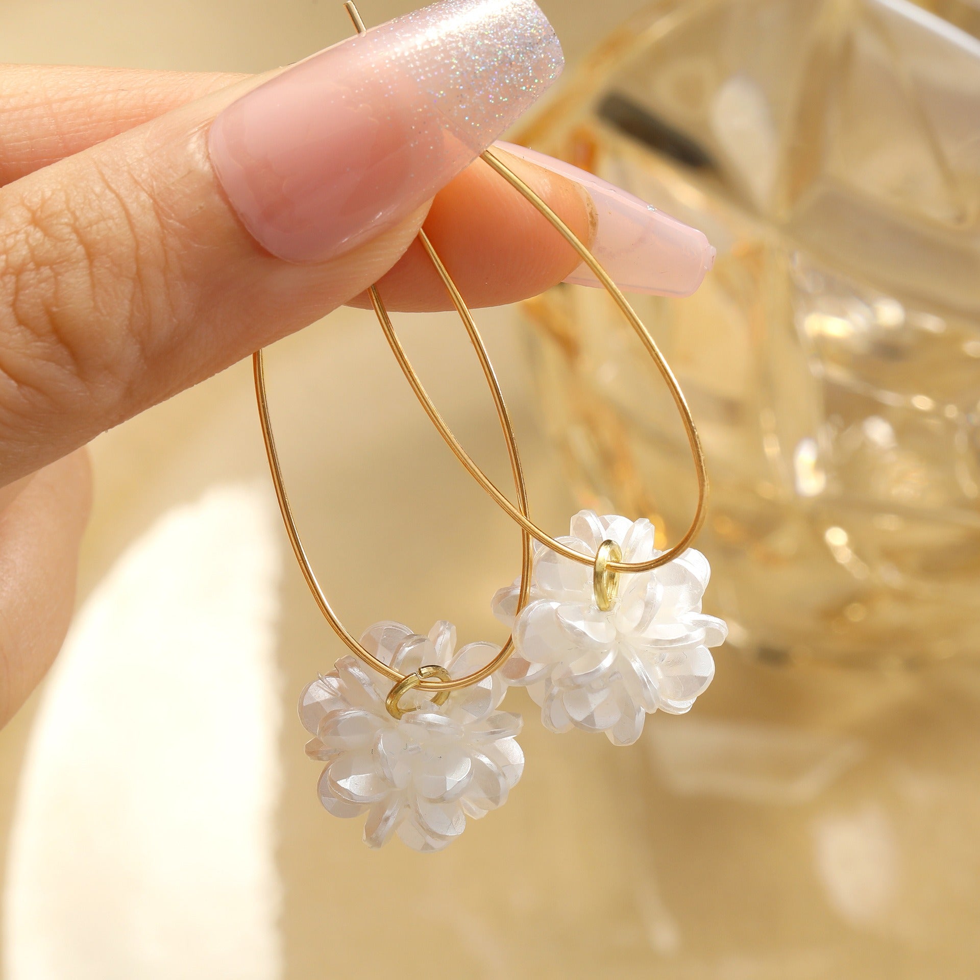Cream Sweet Wind White Camellia Flower Earrings for Girls, Fresh, Sweet, Light Luxury Temperament, Ladies Style Earrings by eprolo