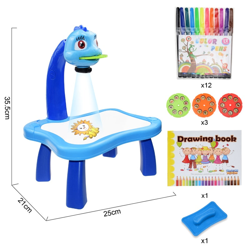 Children Led Projector Art Drawing Table Toys Kids Painting Board Desk Arts Crafts Educational Learning Paint Tools Toy for Girl by eprolo