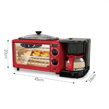 Household three-in-one coffee oven toaster multi-functional automatic toaster oven mini electric oven omelette by My Store