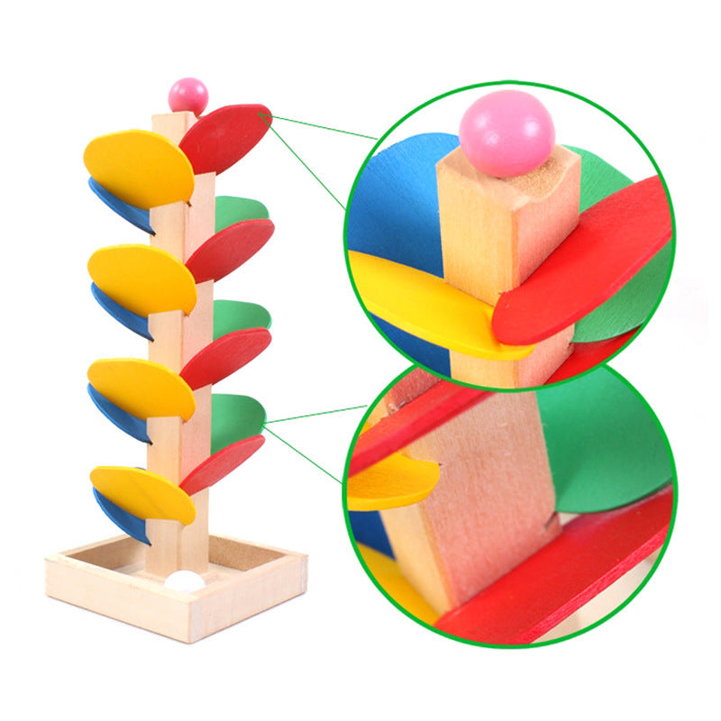 Children's Plug-In Assembly Building Blocks Boys And Girls Puzzle Early Education Leaf Tower Rolling Ball Inverted Bead Game Leaf Ball Toy by eprolo