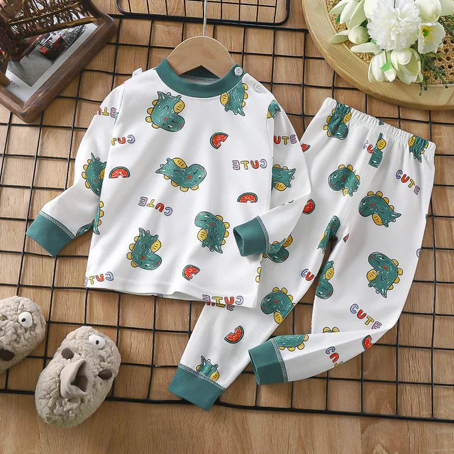 Boys Girls Pajama Sets Cartoon Print Long Sleeve Cute T-Shirt Tops with Pants Toddler Baby Spring Autumn Sleeping Clothes by eprolo