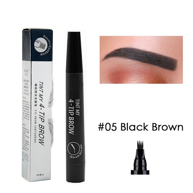 Eyebrow Tint 4 Tip Liquid Brow 5 Colors Pen Makeup Paint Eyebrow Liner Pen Cosmetics Waterproof Tool Microblade by eprolo
