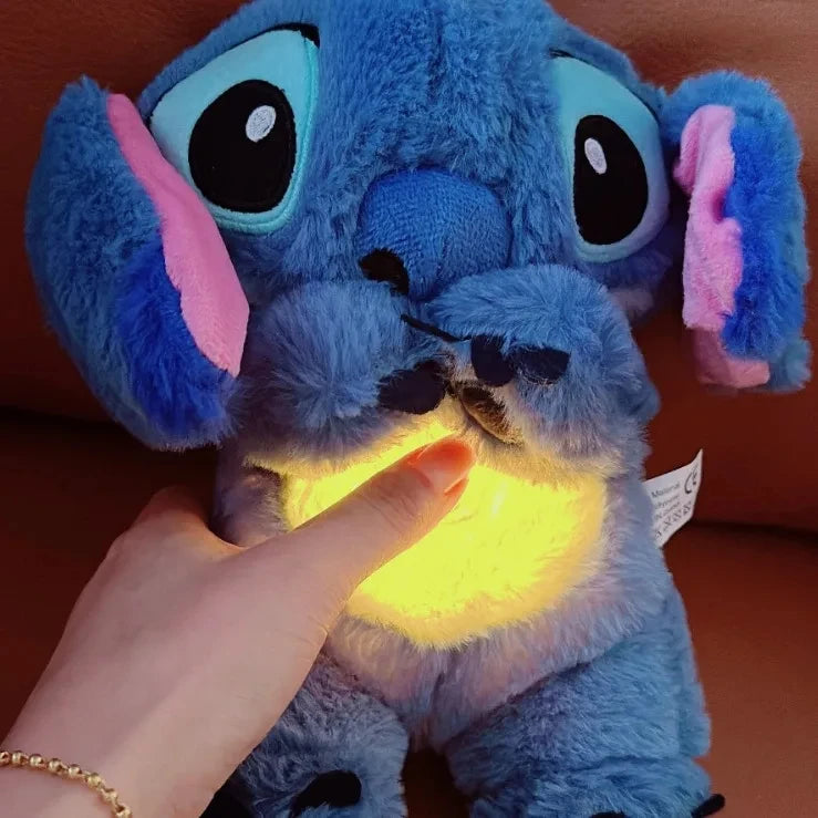 Kawaii Stitch Plush Doll Baby Sleeping Companion Sound Soothing Musical Kawaii With Air Bag and Light Doll Breathing Toys Gifts by eprolo