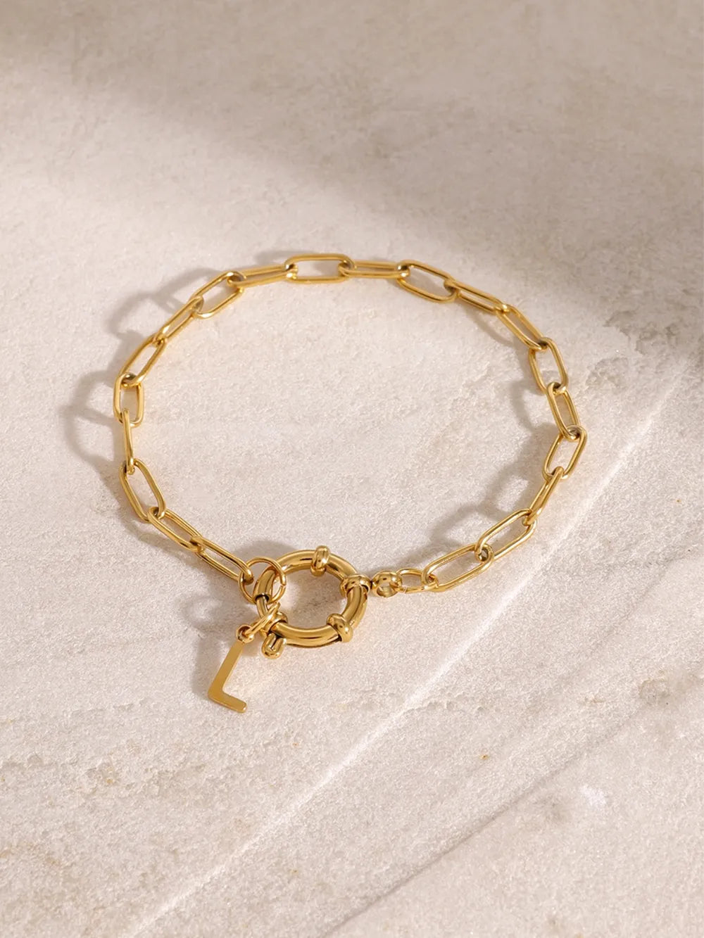 18K Gold-Plated Stainless Steel Letter L Bracelet by eprolo