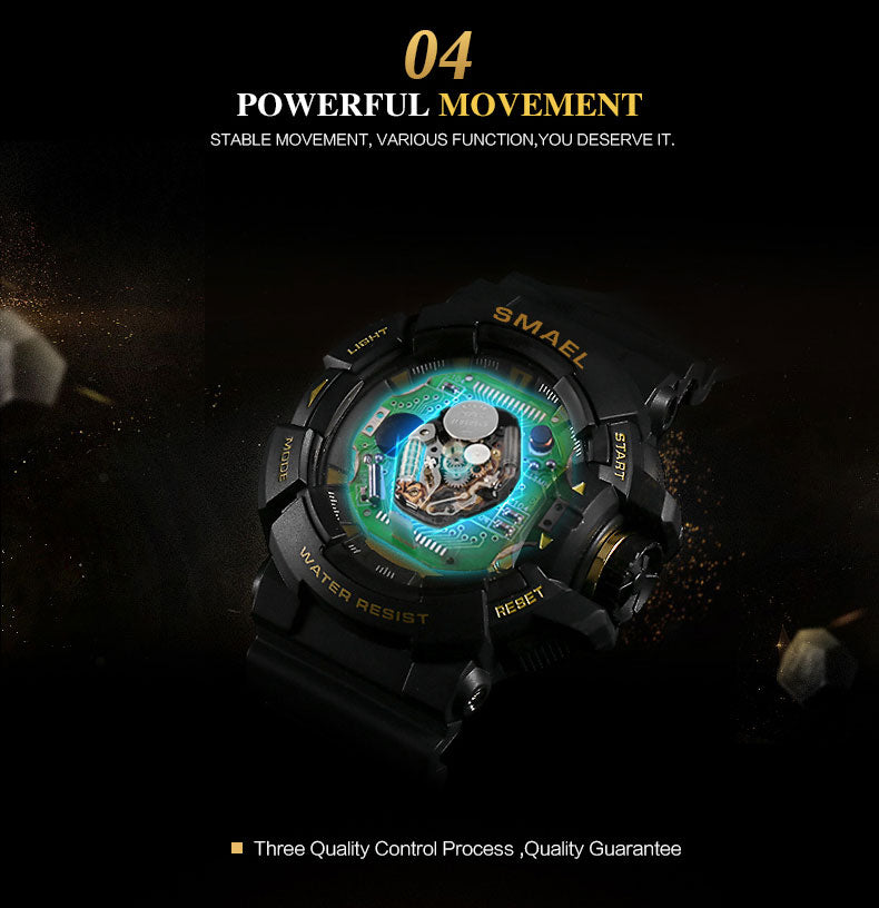 SMAEL 1436 Men Sports Watch Military Watches LED Quartz Dual Display Waterproof Outdoor Sport Men's Wristwatches Relogio Masculino by eprolo