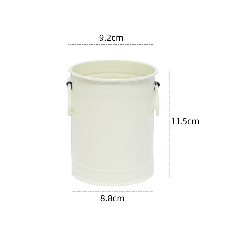 Cylindrical wrought iron pen holder DIY creative desktop storage bucket multifunctional stationery pen holder by eprolo