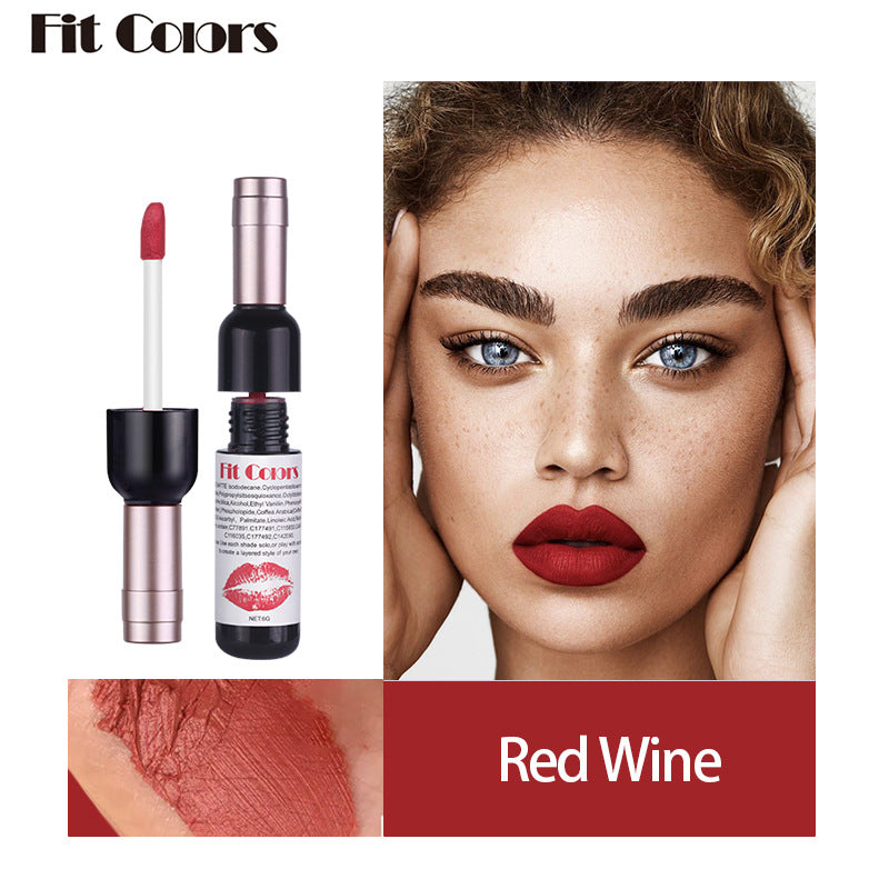 Fit Colors Red Wine Bottle Non-Stick Cup Matte Lip Gloss Matte Velvet Is Not Easy To Fade Lip Gloss Liquid Lipstick by eprolo