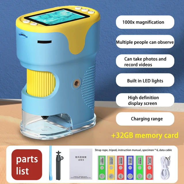 Pocket Microscope Display Montessori Handheld LED Light Biology Magnification Outdoor Students Teaching Gifts Children Stem Toys by eprolo