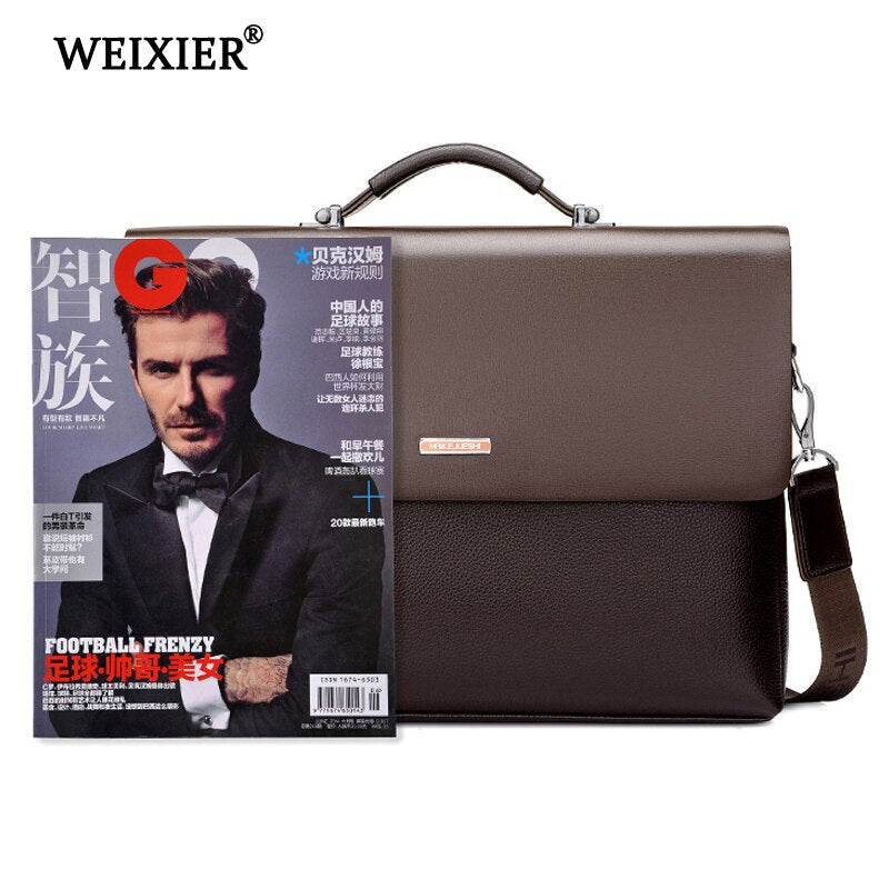 WEIXIER Brand Men High Quality Microfiber Synthetic Leather Tote Fashion Male Bag Messenger Business Handbag Laptop Shoulder Bag by eprolo
