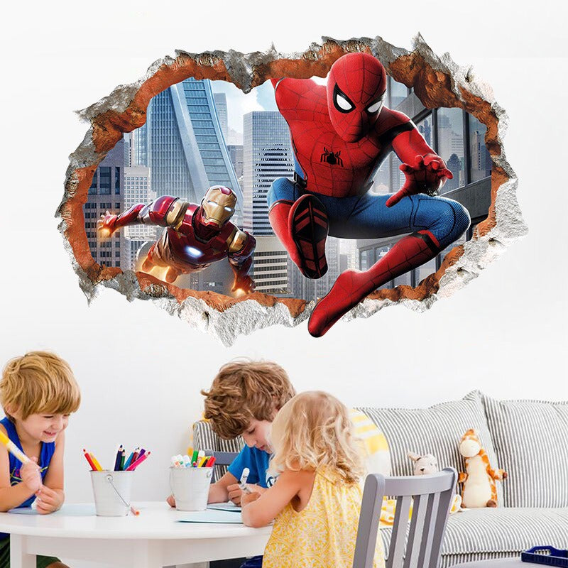 3D Transcendent Wall Spider Man Wall Stickers Living Room Decoration Background Wall Stickers Removable by eprolo