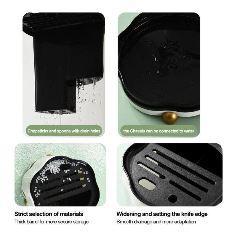 Rotating Knife Holder, Petal Shaped, 360 Degree Rotating, Large Capacity Chopsticks, Knife Holder, Kitchen Supplies Storage Rack by eprolo