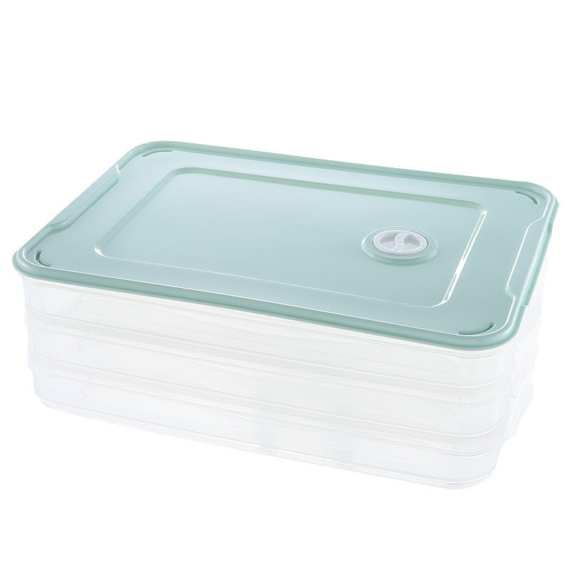 Refrigerator Storage Box Multi-Layer Dumpling Box Household Plastic Transparent Large Food Preservation Box Dumpling Tray With Lid by eprolo
