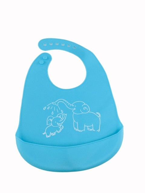 Rubber Bib Baby Elephant Pattern Baby Saliva Towel Bib Anti dirty Easy To Clean by eprolo